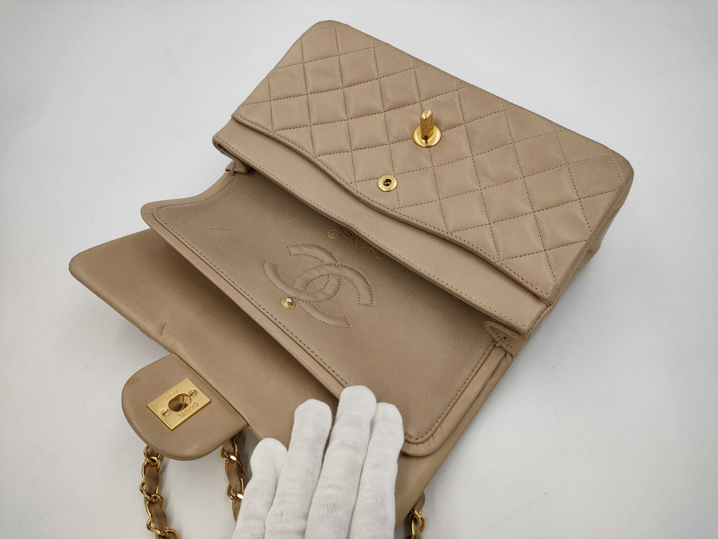 CHANEL Matelasse 23 Double Double Beige Shoulder Bag 2412146