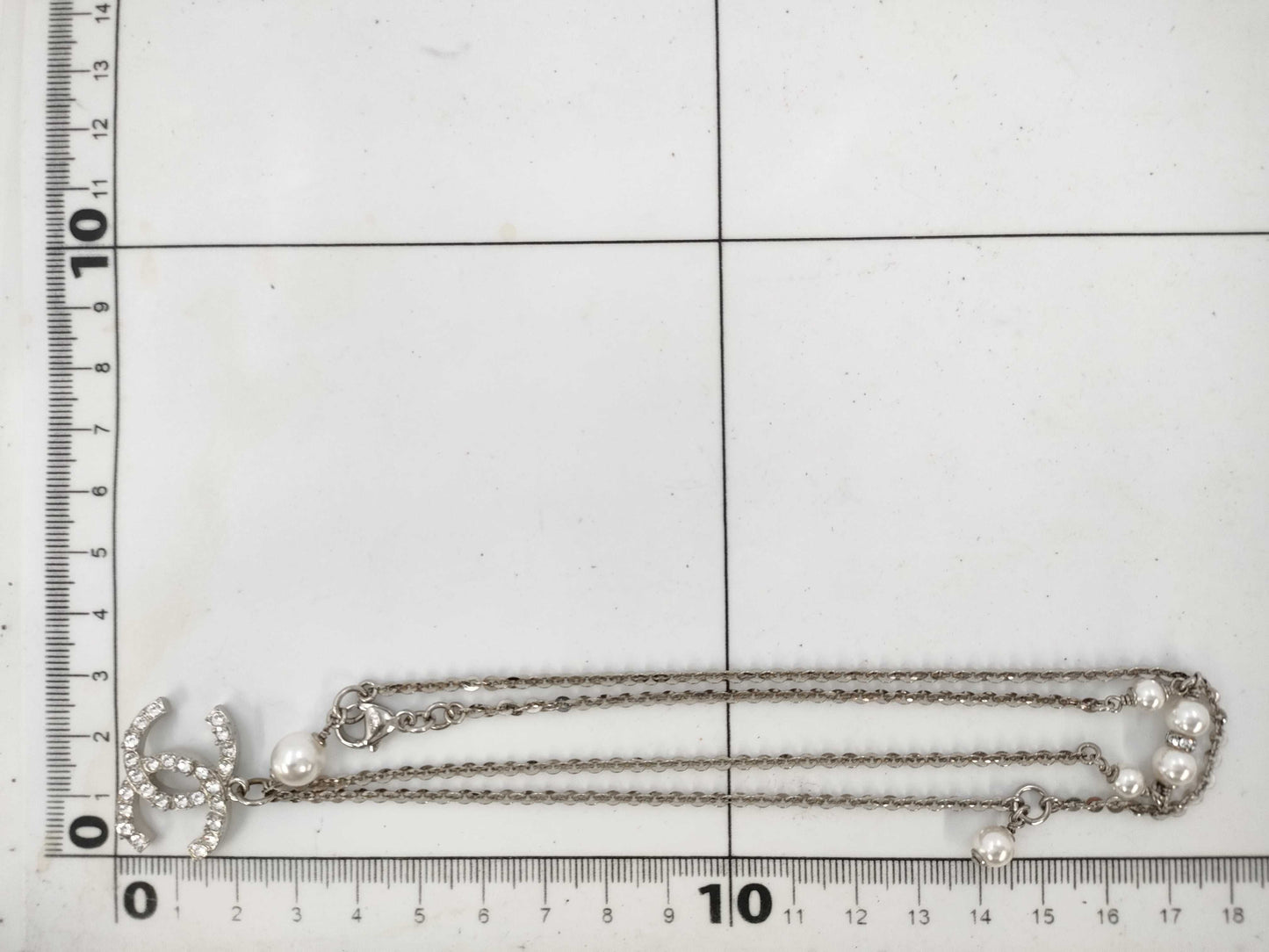 CHANEL Coco Mark Rhinestone Pearl Long C20B Necklace