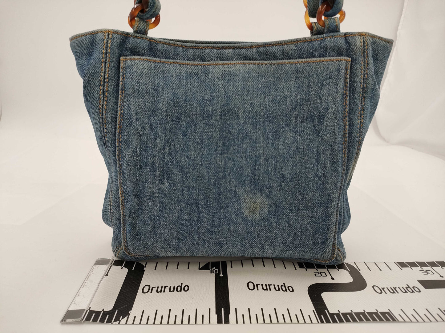 CHANEL CHANEL denim chain shoulder tote bag with card and sticker