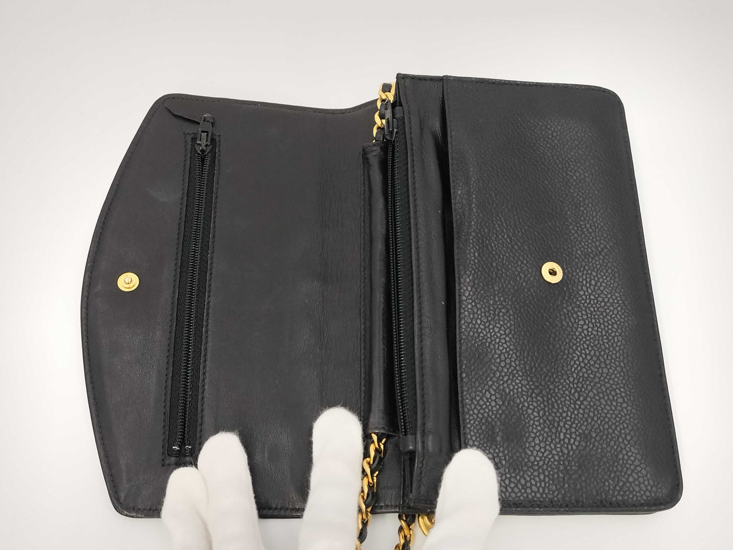 CHANEL Caviar Skin Coco Mark Chain Wallet Black G Hardware 4th Series with Sticker Card Included Shoulder Bag
