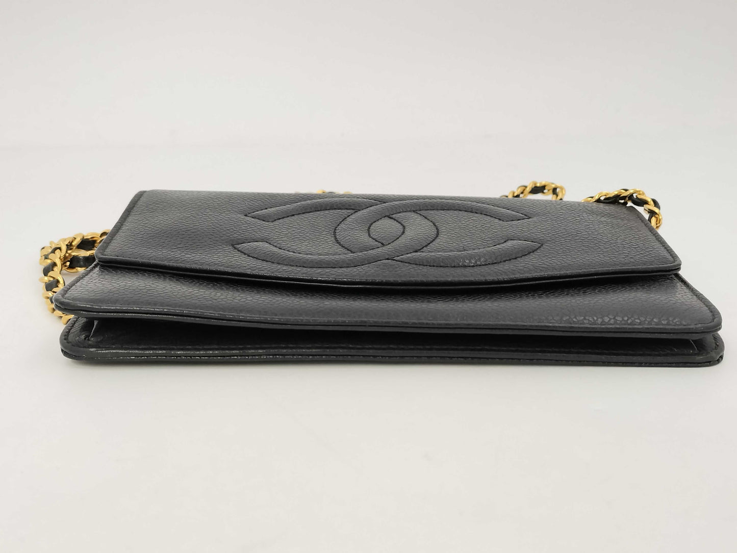 CHANEL Caviar Skin Coco Mark Chain Wallet Black G Hardware 4th Series with Sticker Card Included Shoulder Bag