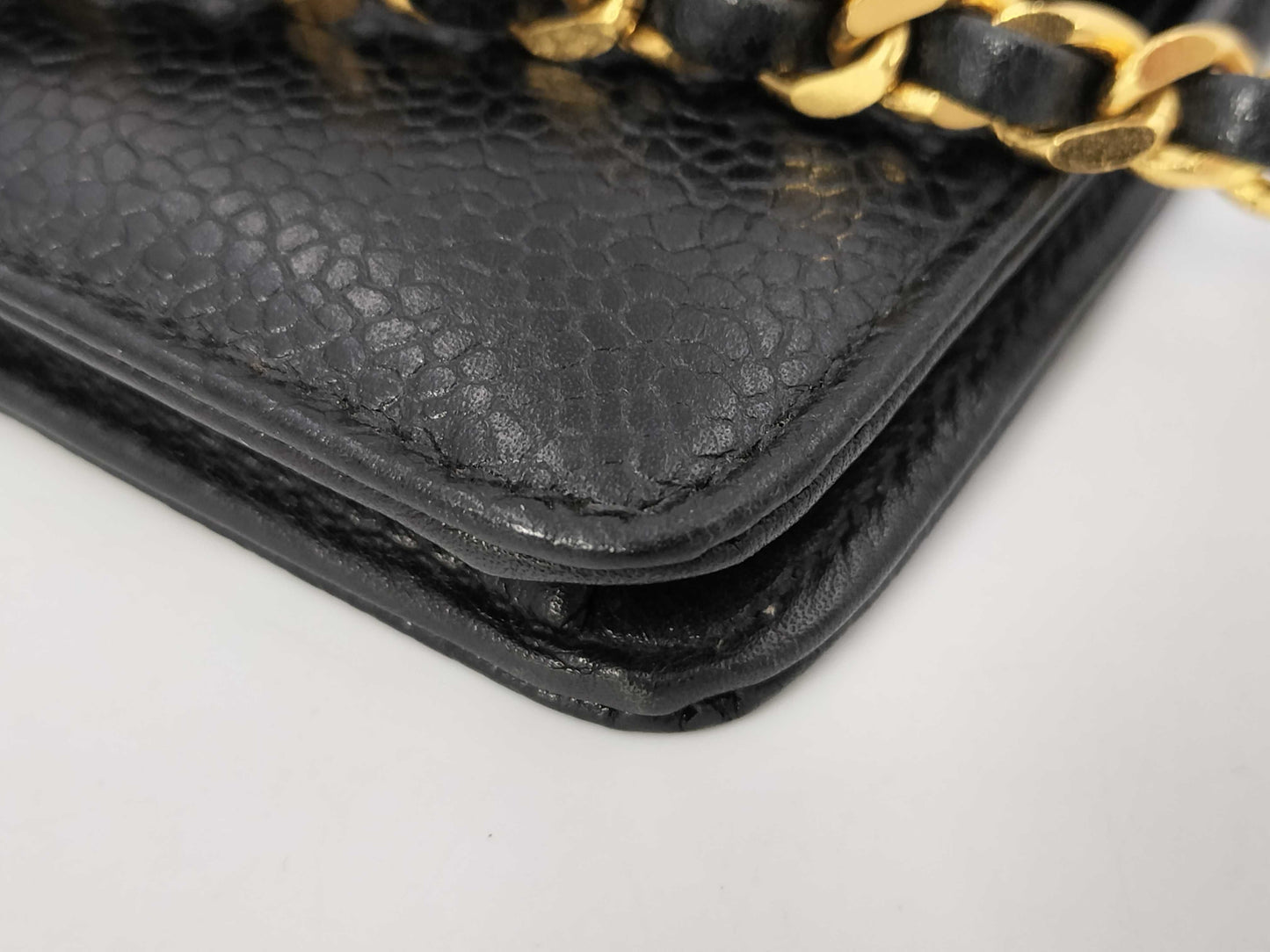 CHANEL Caviar Skin Coco Mark Chain Wallet Black G Hardware 4th Series with Sticker Card Included Shoulder Bag