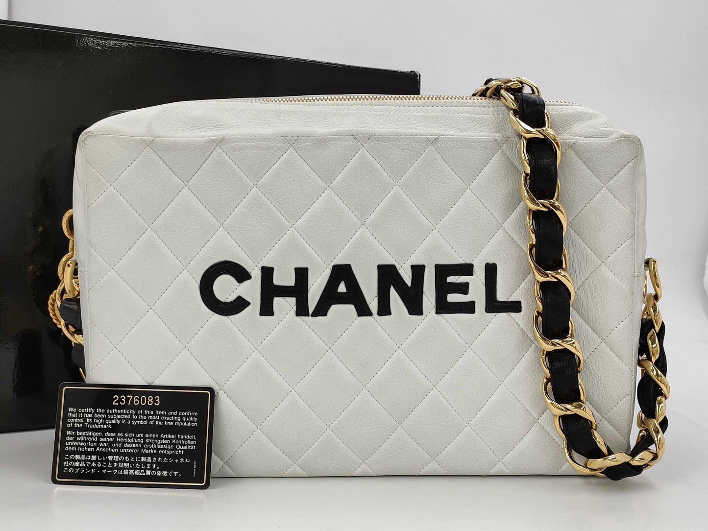 CHANEL CHANEL 2-Face Matelasse Chain Shoulder Bag, Black x White, Card and Sticker Included, Rare