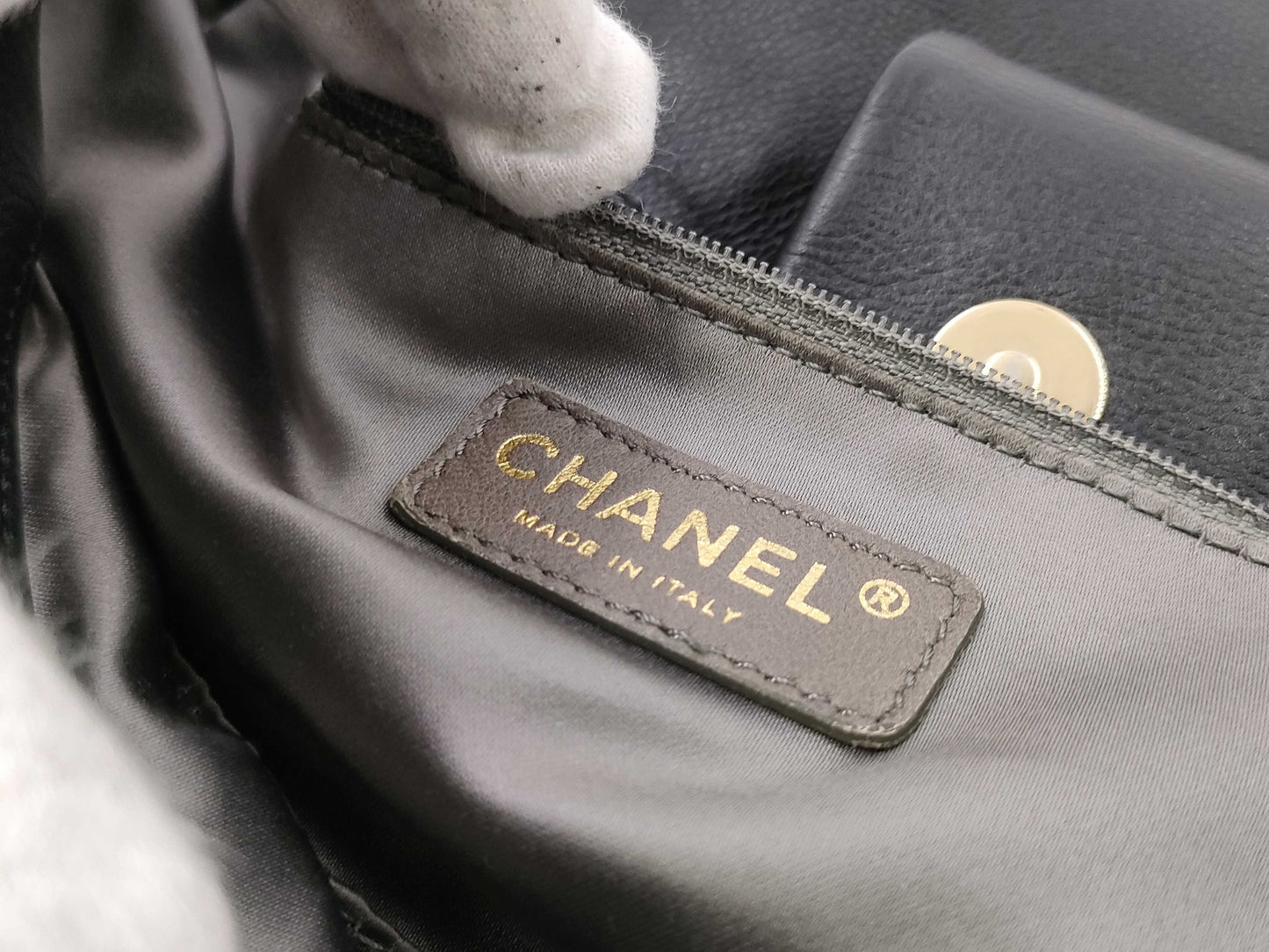 CHANEL CHANEL Chain Shoulder Bag with Vintage Gold Hardware and Studs, Lambskin