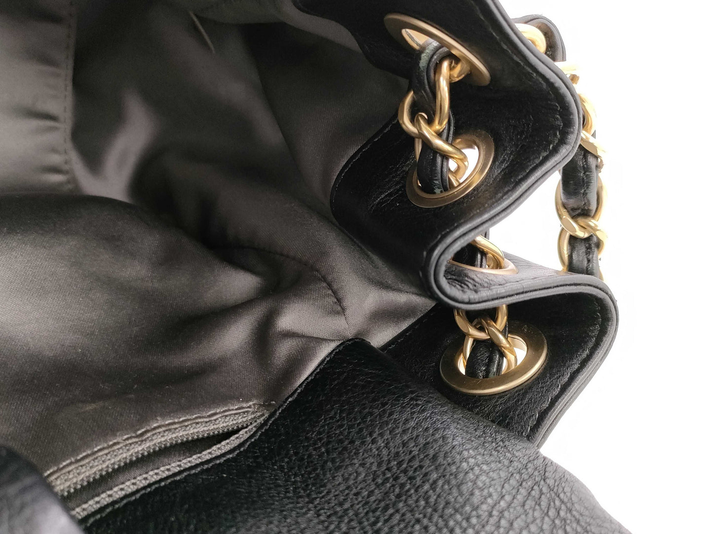 CHANEL CHANEL Chain Shoulder Bag with Vintage Gold Hardware and Studs, Lambskin