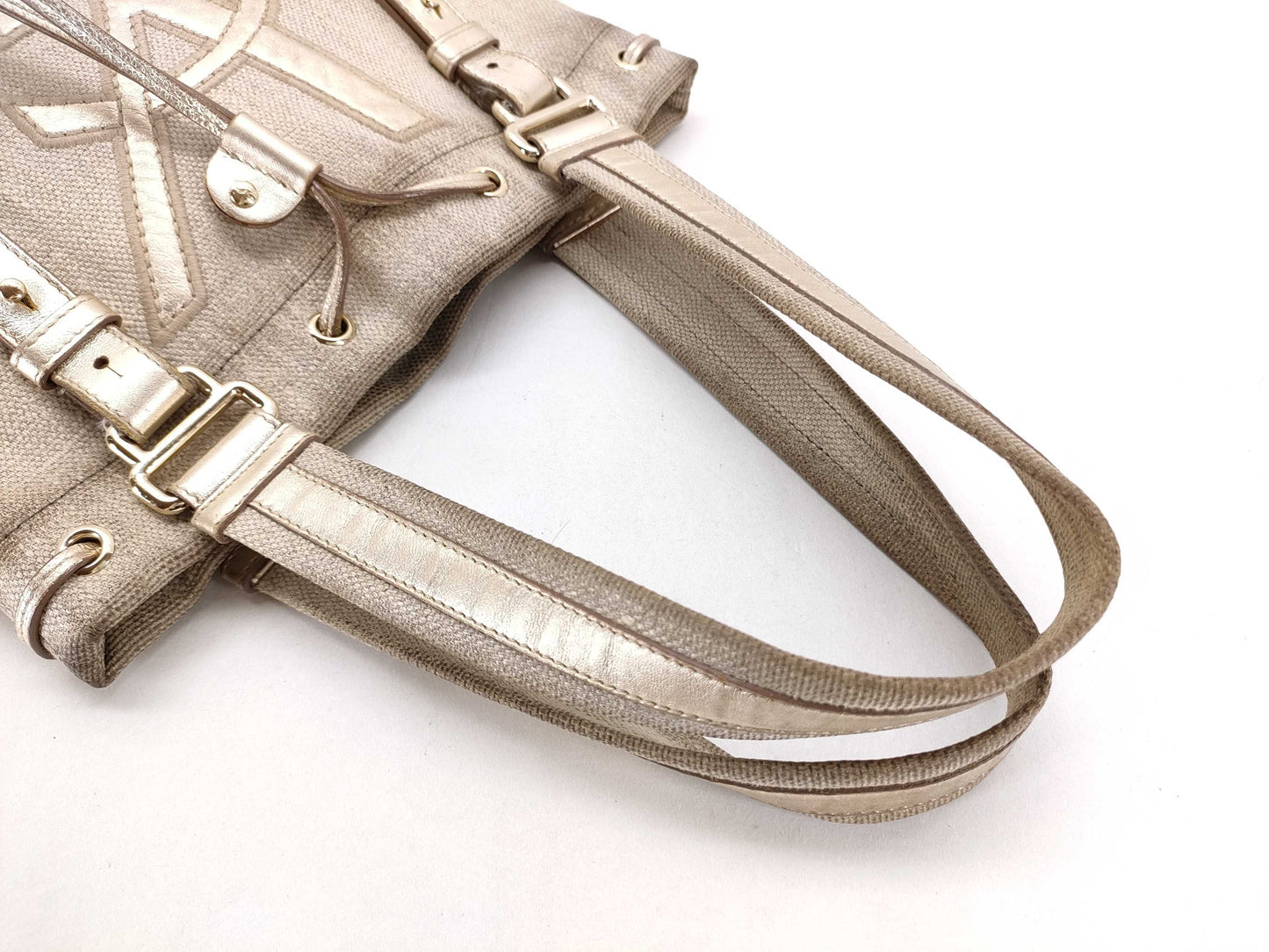 Yves Saint Laurent Kahala Tote Bag Canvas Ivory Tote Bag