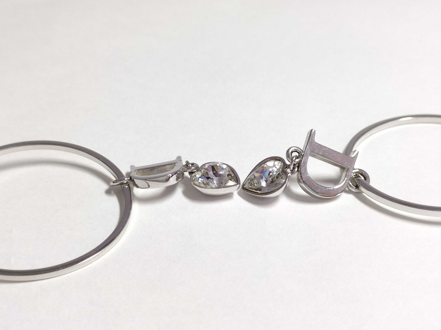 Dior Logo Crystal Silver Earrings