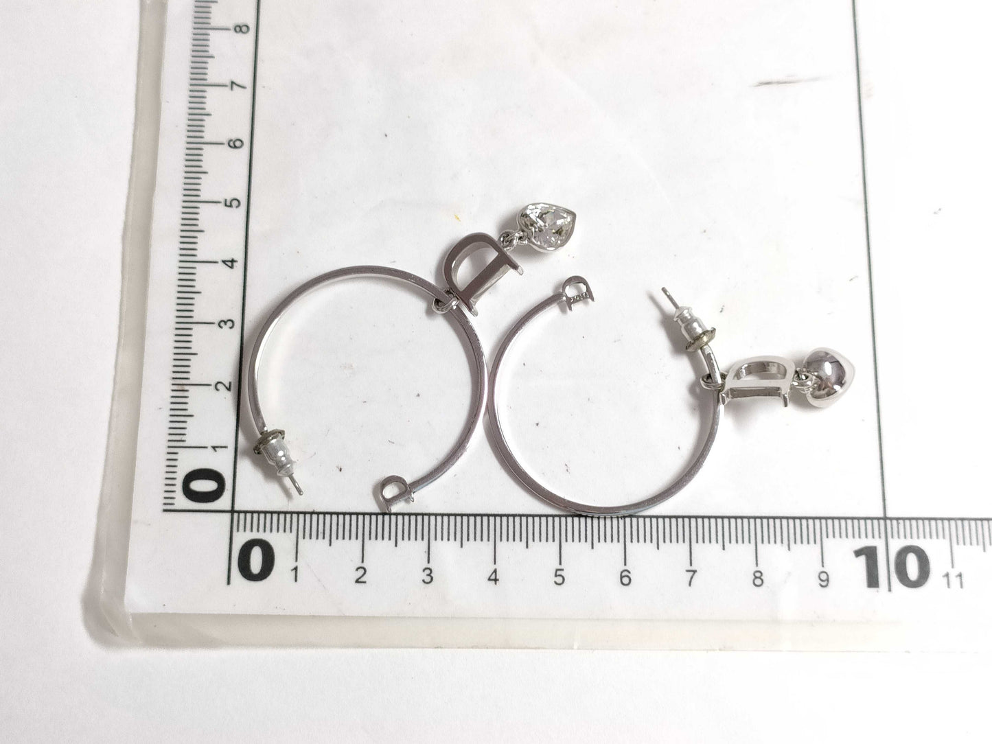 Dior Logo Crystal Silver Earrings