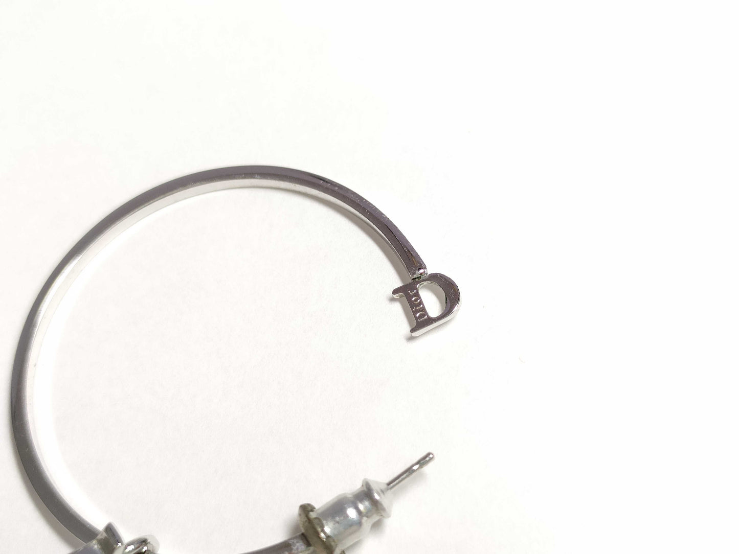 Dior Logo Crystal Silver Earrings