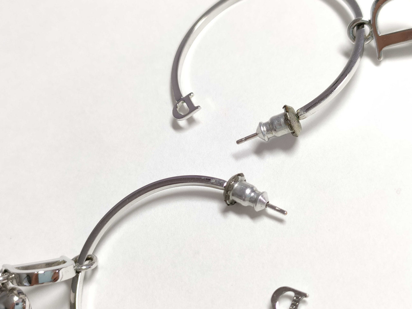 Dior Logo Crystal Silver Earrings