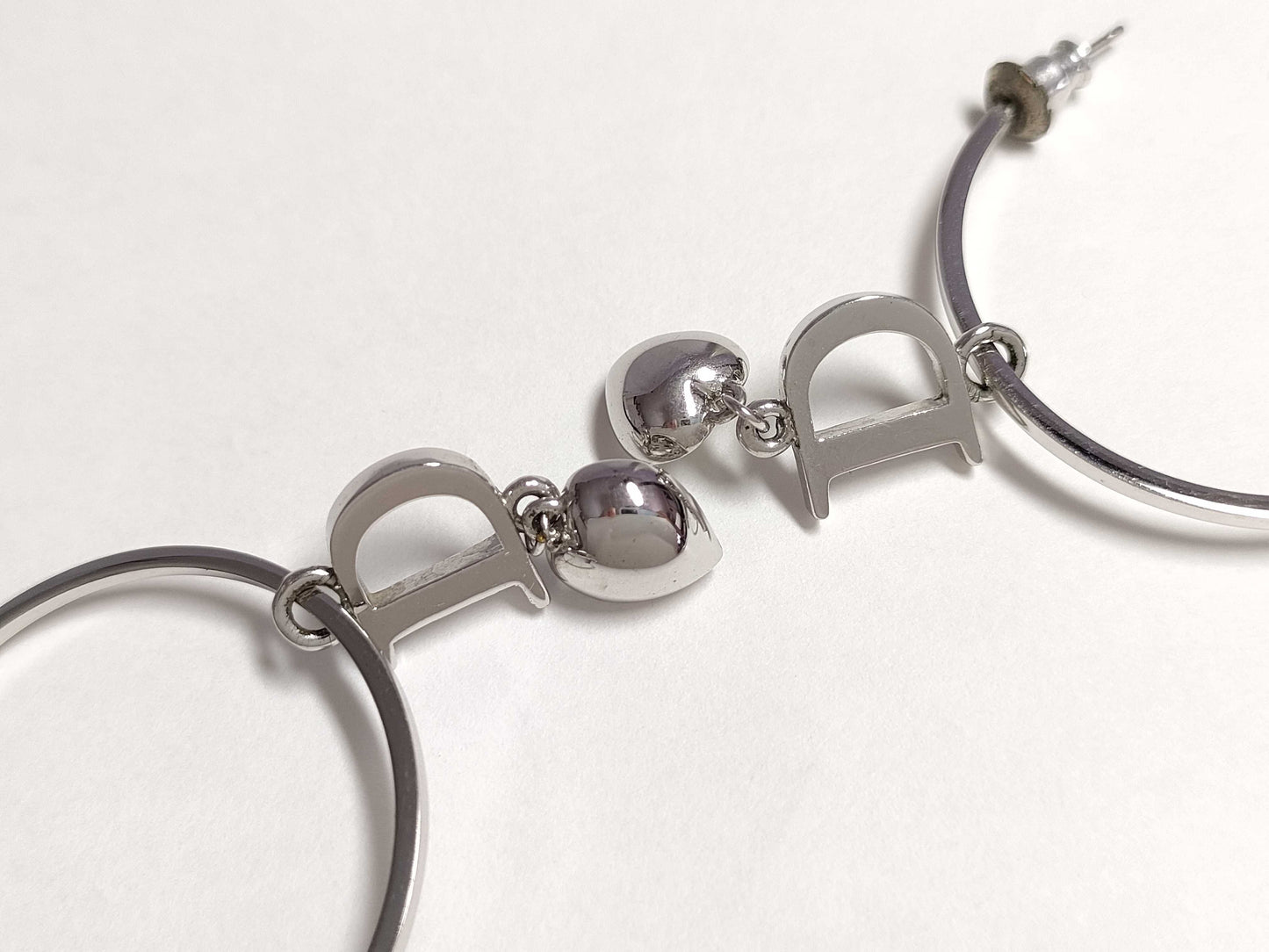 Dior Logo Crystal Silver Earrings