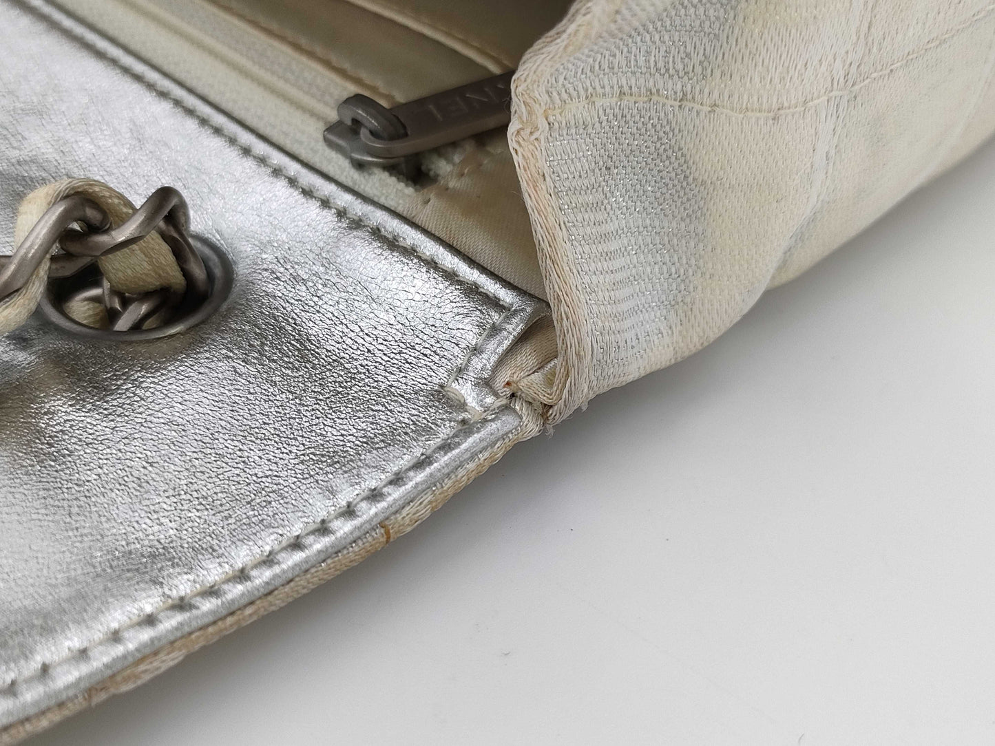CHANEL New Travel Line Chain Silver Shoulder Bag