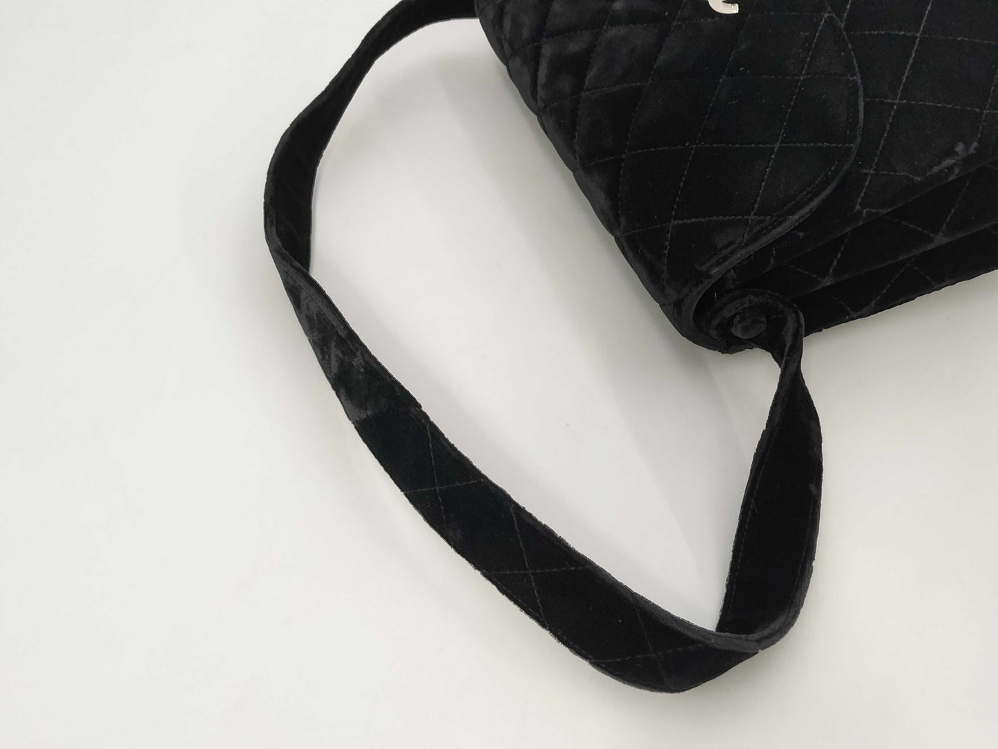 CHANEL Matelasse Velour Black with Silver Hardware, No. 4 Handbag