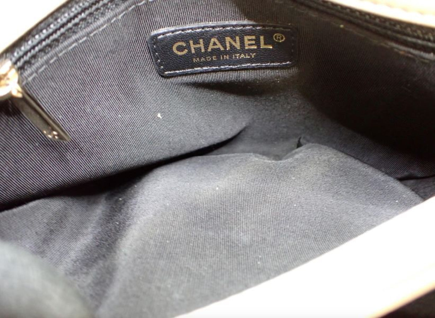 CHANEL Matelasse Logo Chain Shoulder Bag, Suede, Beige, No. 23