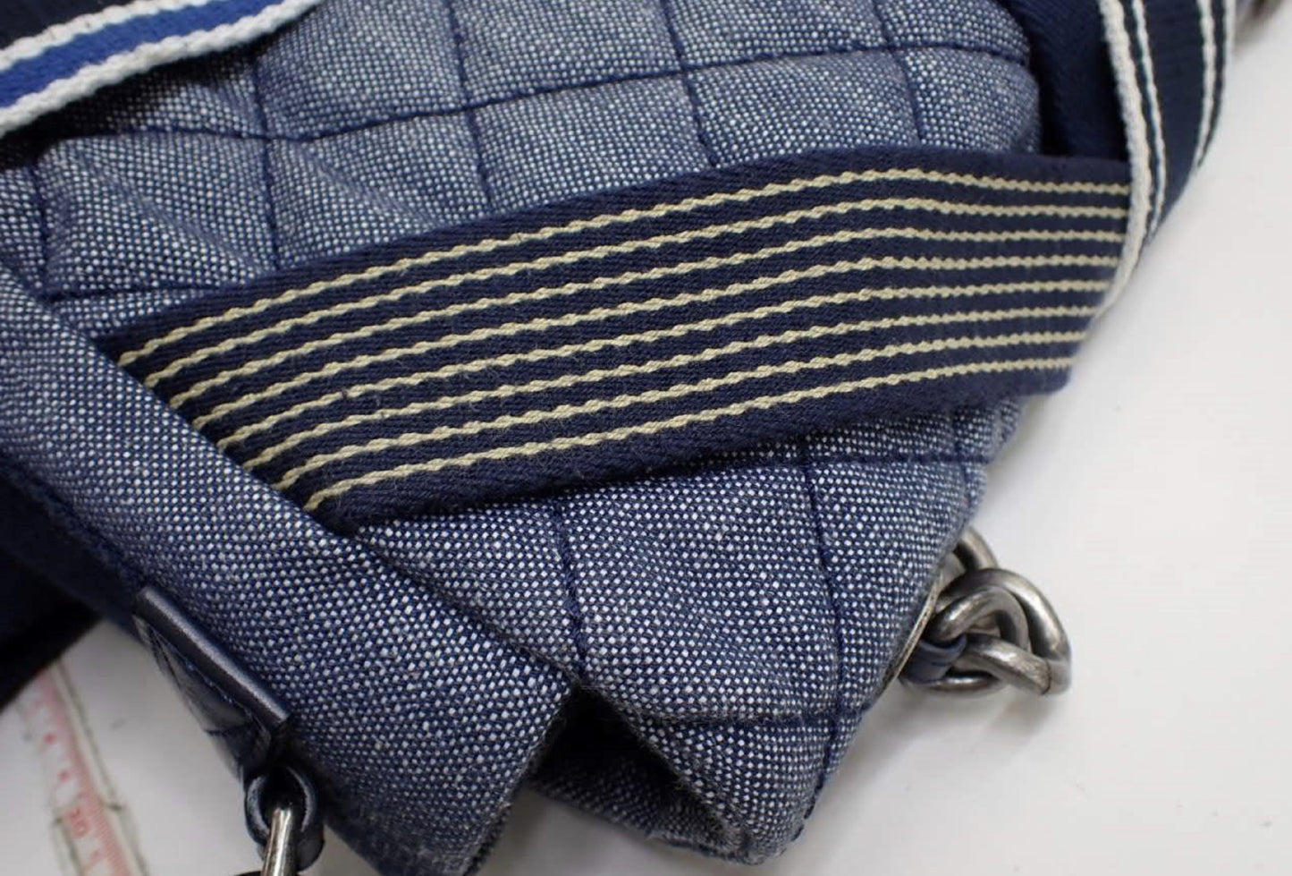 CHANEL Matelasse Denim Blue with Silver Hardware, 2-Way Handbag, No. 22, Shoulder Bag