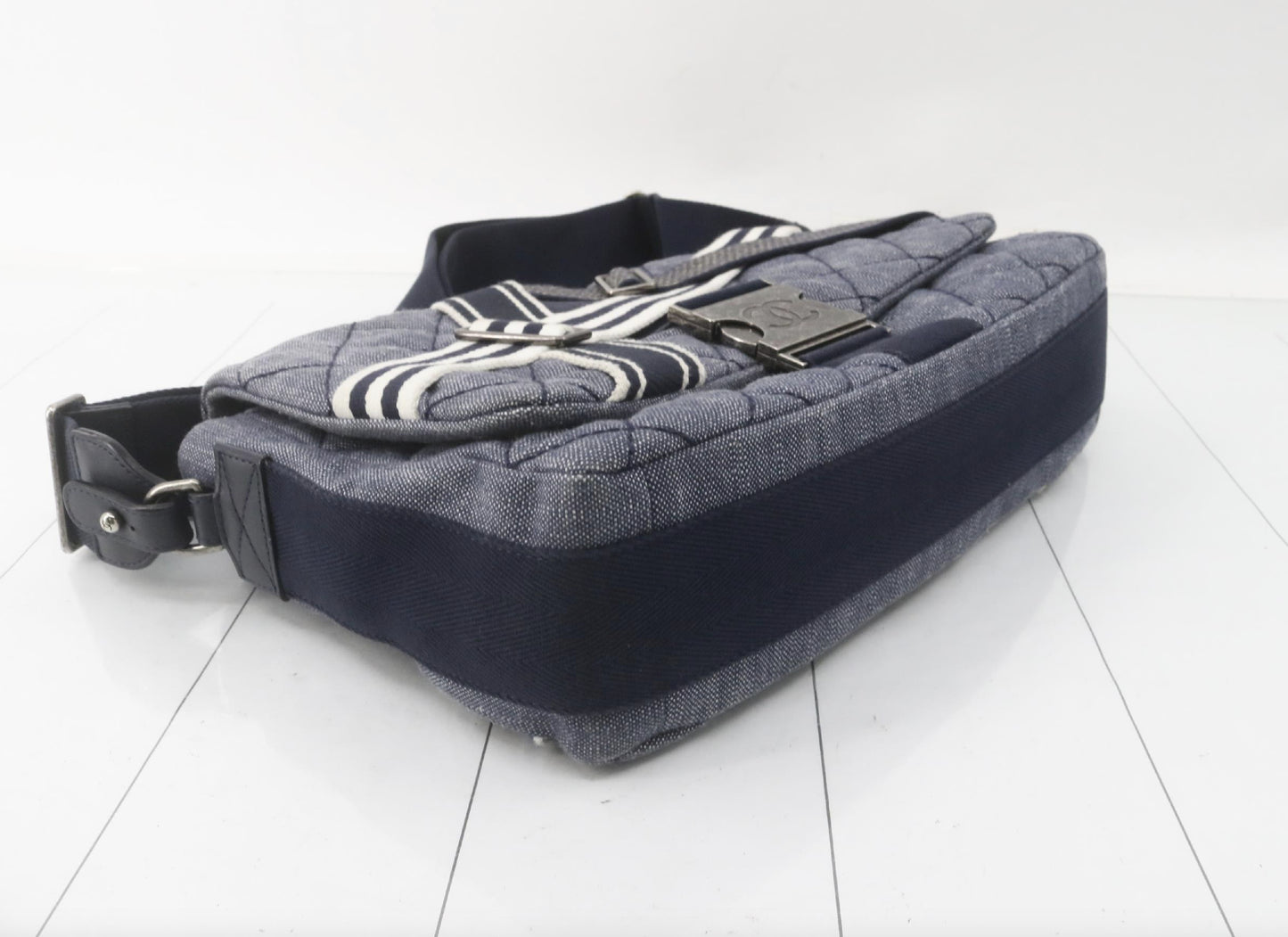 CHANEL Matelasse Denim Blue with Silver Hardware, 2-Way Handbag, No. 22, Shoulder Bag