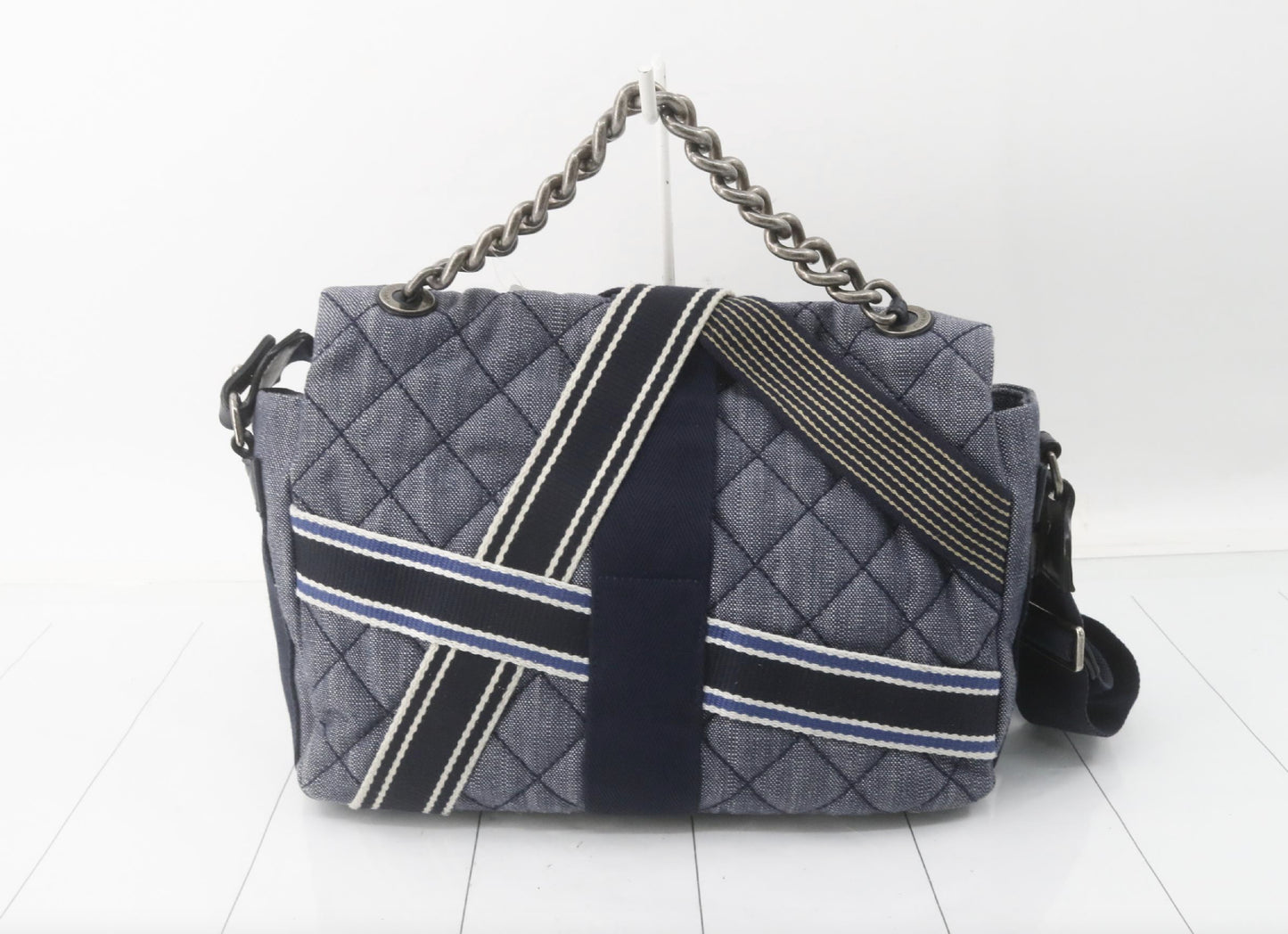 CHANEL Matelasse Denim Blue with Silver Hardware, 2-Way Handbag, No. 22, Shoulder Bag