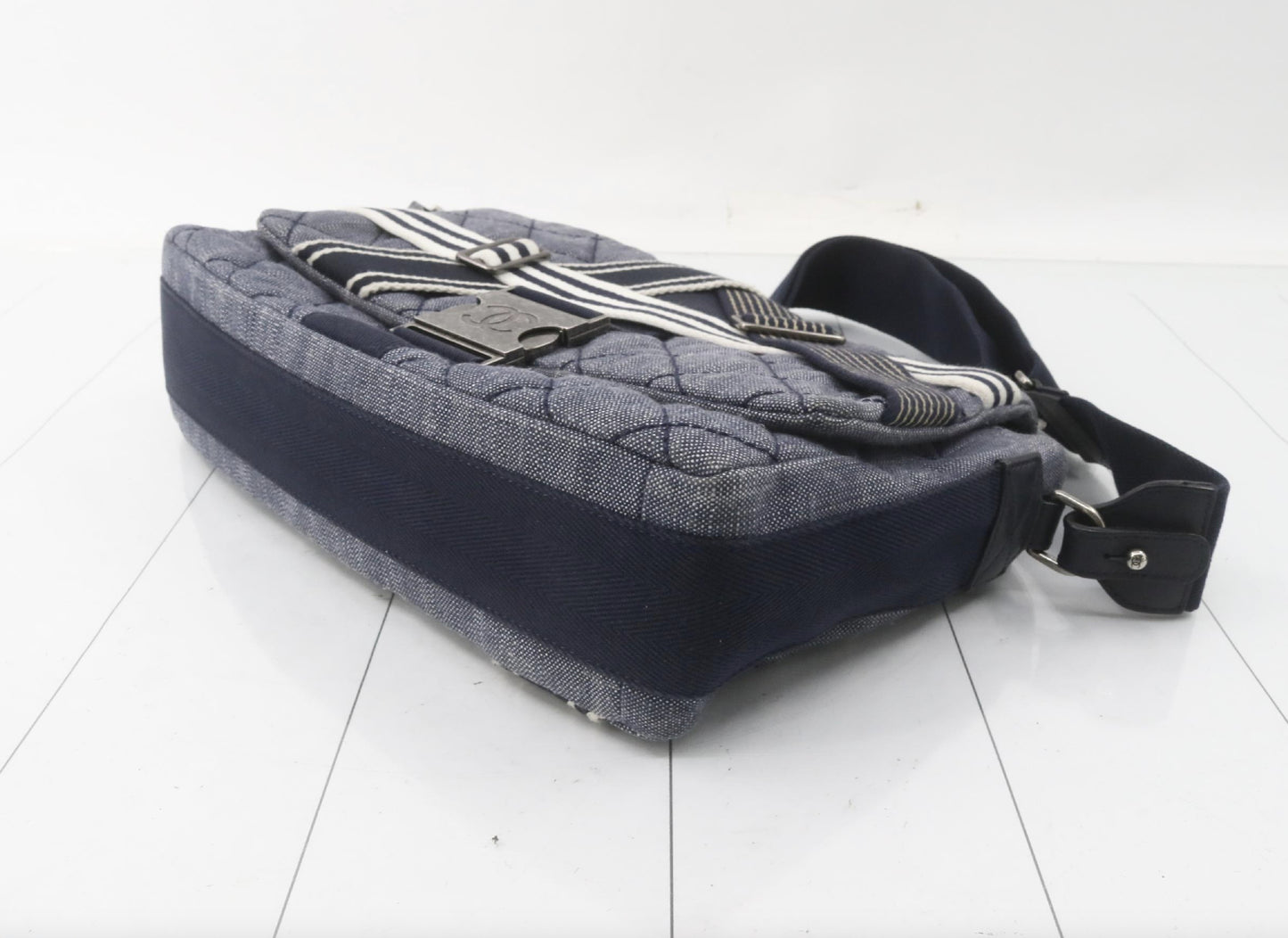 CHANEL Matelasse Denim Blue with Silver Hardware, 2-Way Handbag, No. 22, Shoulder Bag