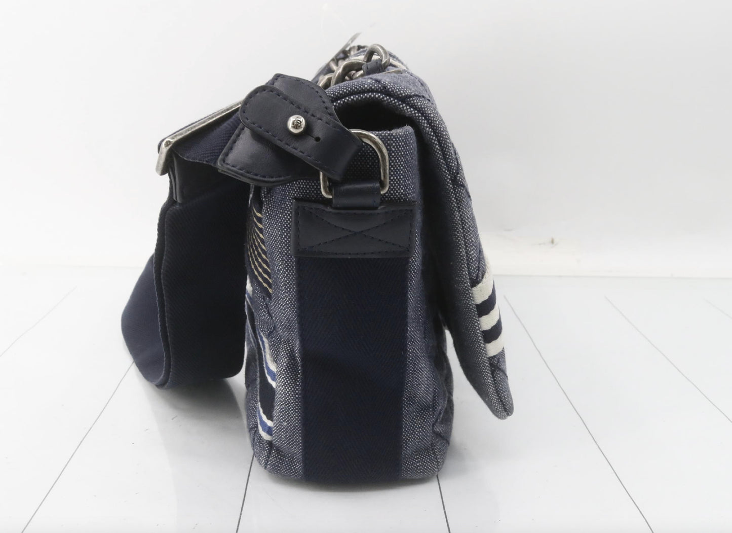 CHANEL Matelasse Denim Blue with Silver Hardware, 2-Way Handbag, No. 22, Shoulder Bag
