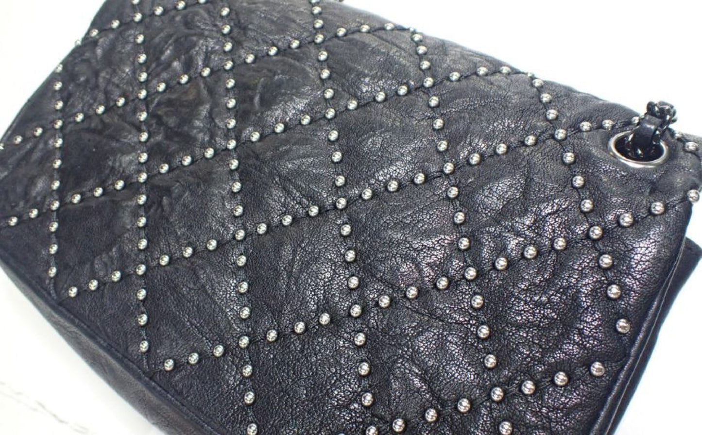 CHANEL Matelasse Stud Chain Shoulder Bag, Black, 19th Series
