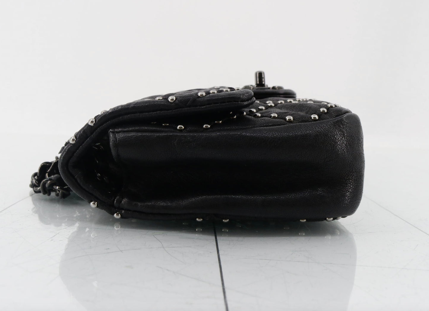 CHANEL Matelasse Stud Chain Shoulder Bag, Black, 19th Series