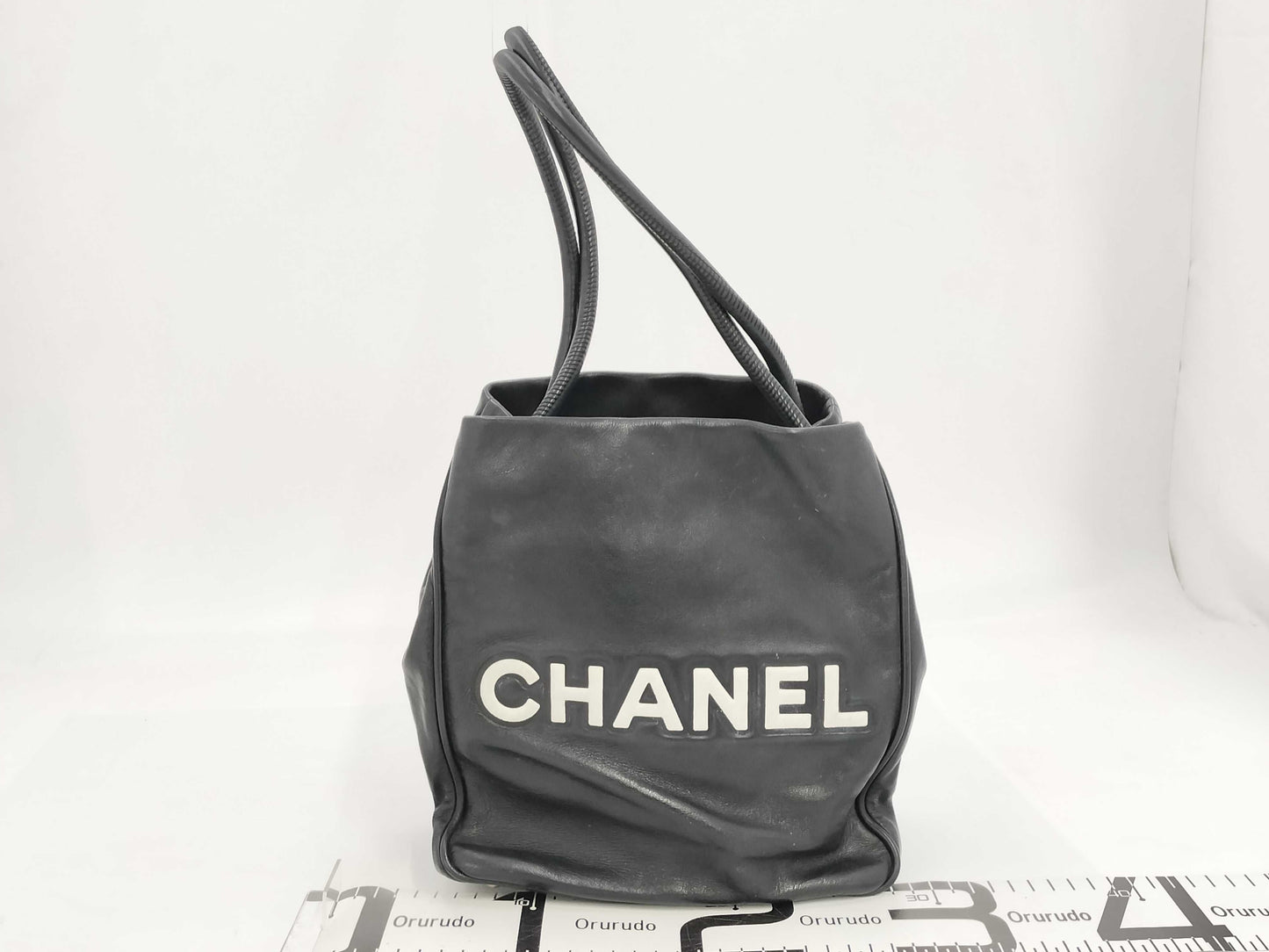 CHANEL Camellia CHANEL Logo Tote Bag with Card and Sticker, Black, Handbag