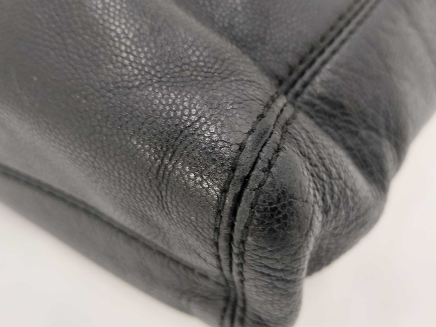 CHANEL Caviar Skin Coco Mark Tortoiseshell Chain Tote Bag with Sticker and Card