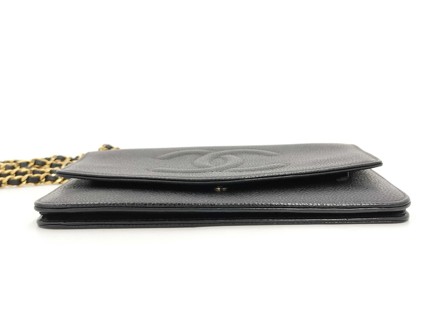 CHANEL Caviar Skin Chain Wallet Shoulder Bag Wallet Black Seal Included Shoulder Bag