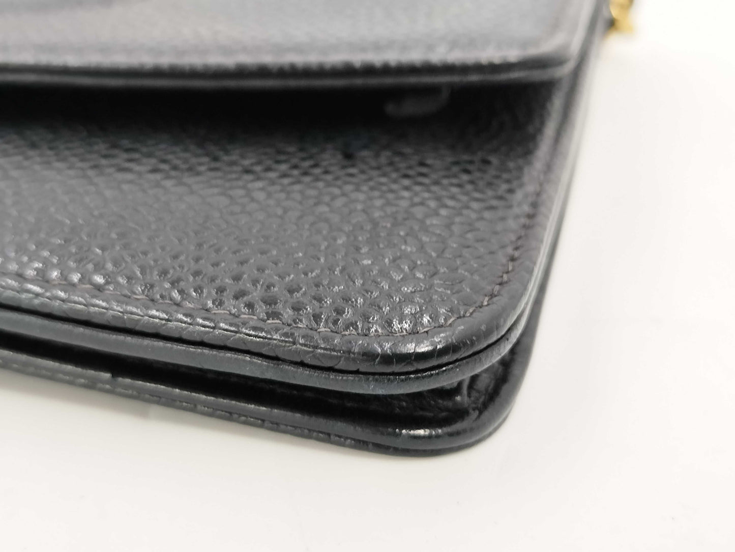 CHANEL Caviar Skin Chain Wallet Shoulder Bag Wallet Black Seal Included Shoulder Bag