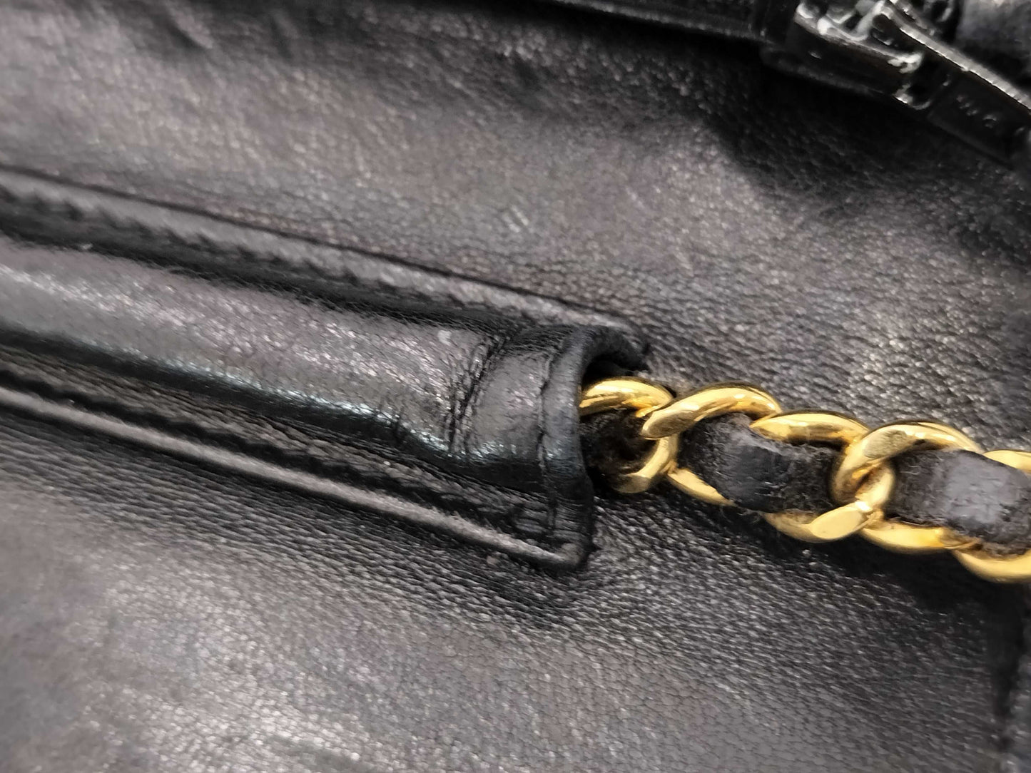 CHANEL Caviar Skin Chain Wallet Shoulder Bag Wallet Black Seal Included Shoulder Bag