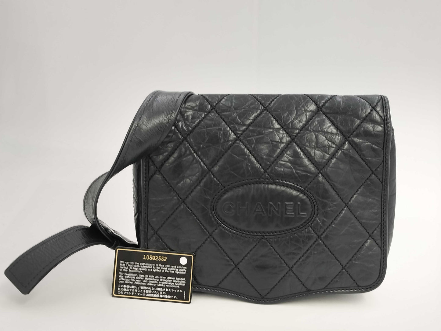 CHANEL Matelasse CHANEL Logo Shoulder Bag Black with G Card and Seal