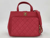 CHANEL CHANEL Business Affinity Red Caviar Leather Shoulder Bag with Gold Hardware
