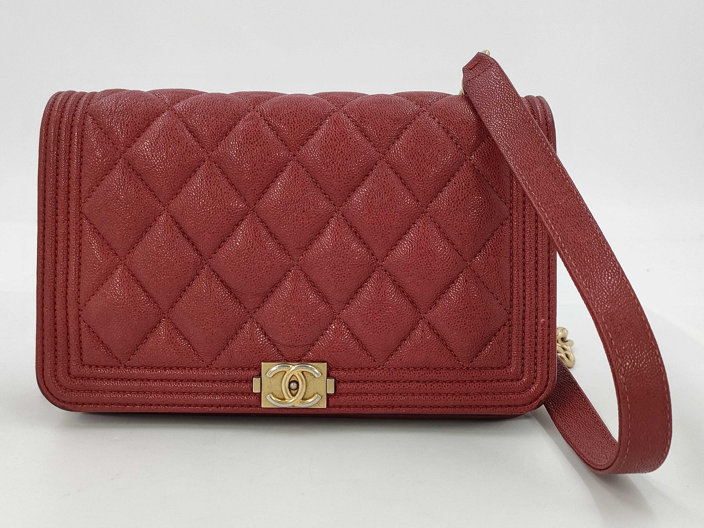 CHANEL Caviar Skin Boy Chanel Matelasse Chain Shoulder Wallet No. 28 Shoulder Bag