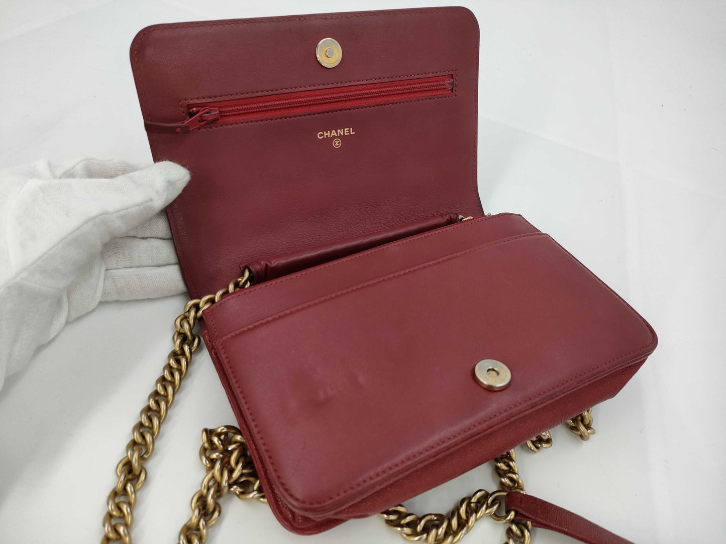 CHANEL Caviar Skin Boy Chanel Matelasse Chain Shoulder Wallet No. 28 Shoulder Bag