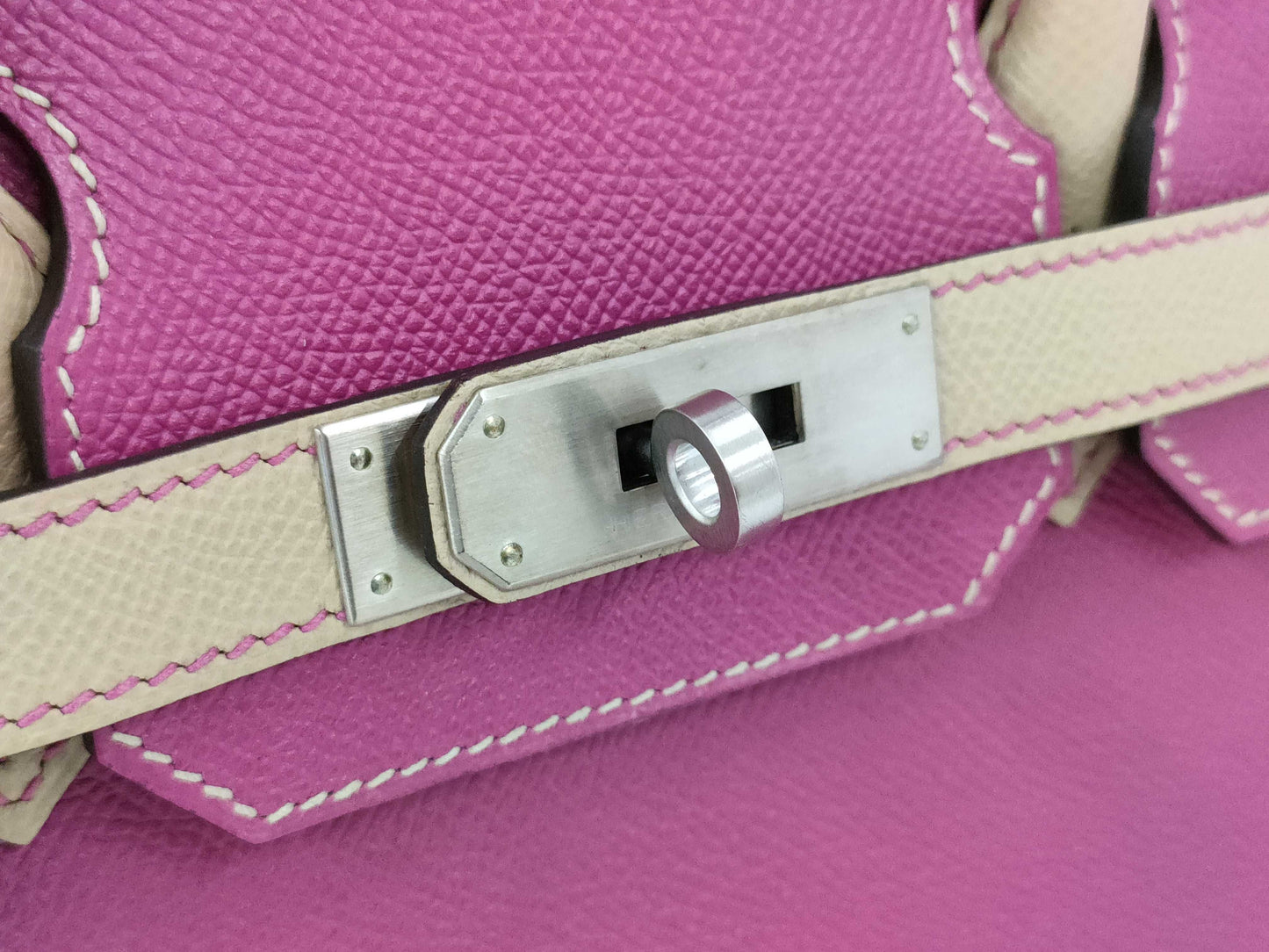 HERMES Birkin 30 Personal Order, Epsom Leather, Rose Purple Trench, Matte Silver Hardware, C Stamp, Bag