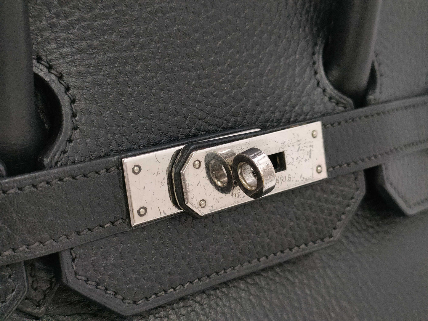HERMES Birkin 35 Black with Silver Hardware, Handbag A