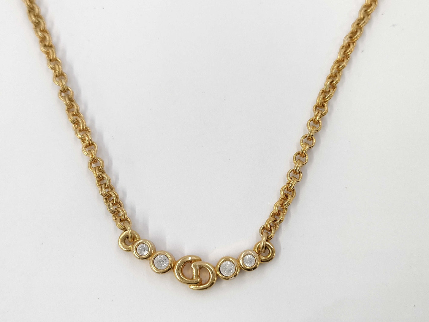 (10461_0348) Dior Rhinestone Logo Necklace Necklace