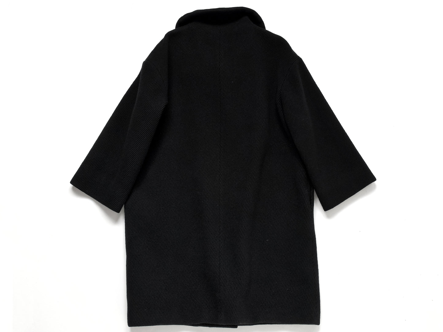 (10462_0045) HERMES Oversized Wool Coat Black 38 Recent