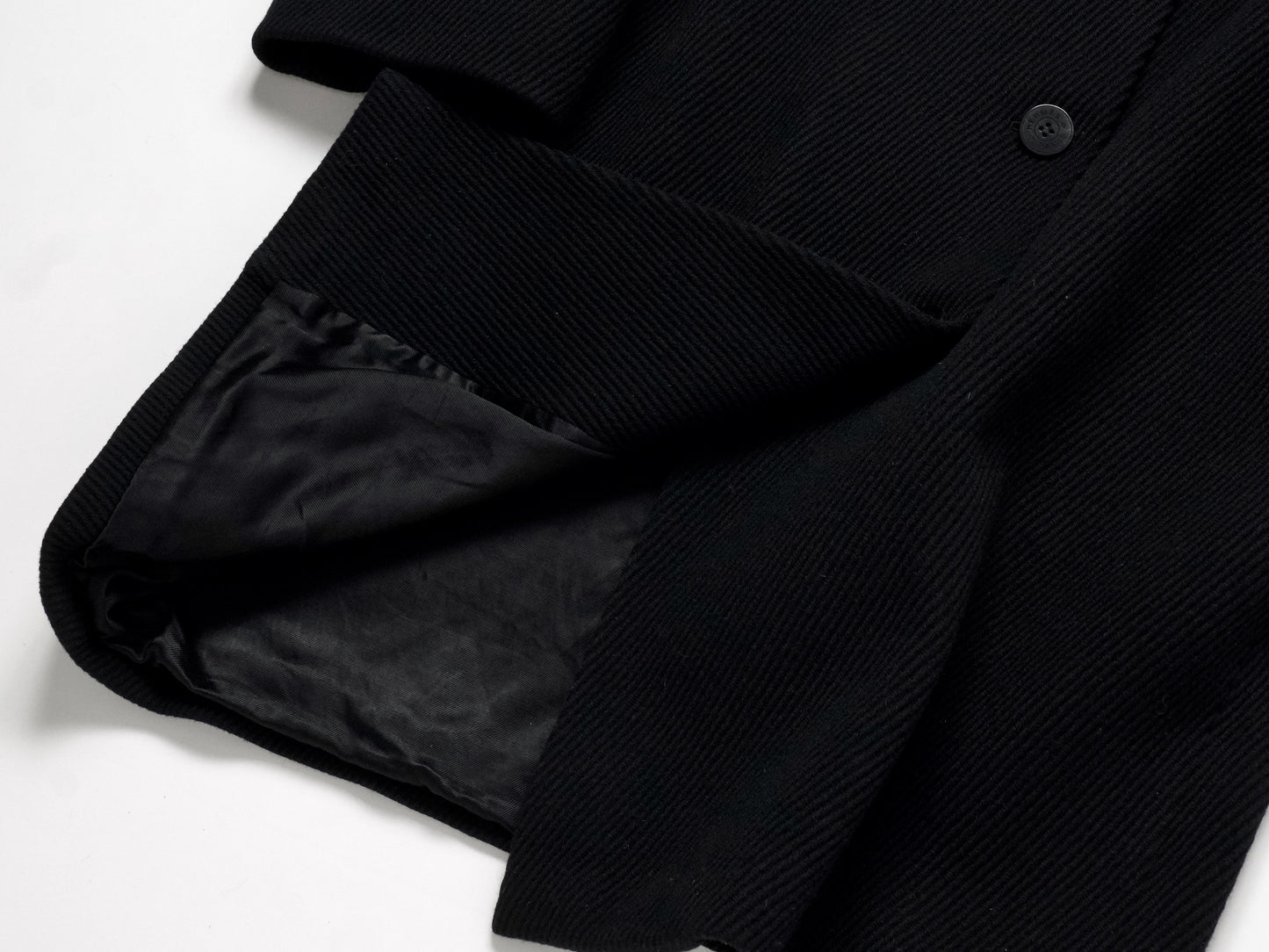 (10462_0045) HERMES Oversized Wool Coat Black 38 Recent