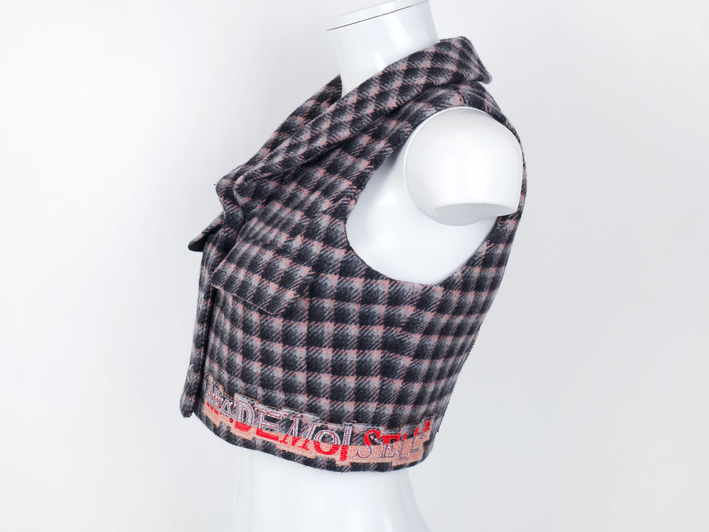 (10462_0112) CHANEL 21B Cropped Wool Tweed Sleeveless Jacket 34 Vest
