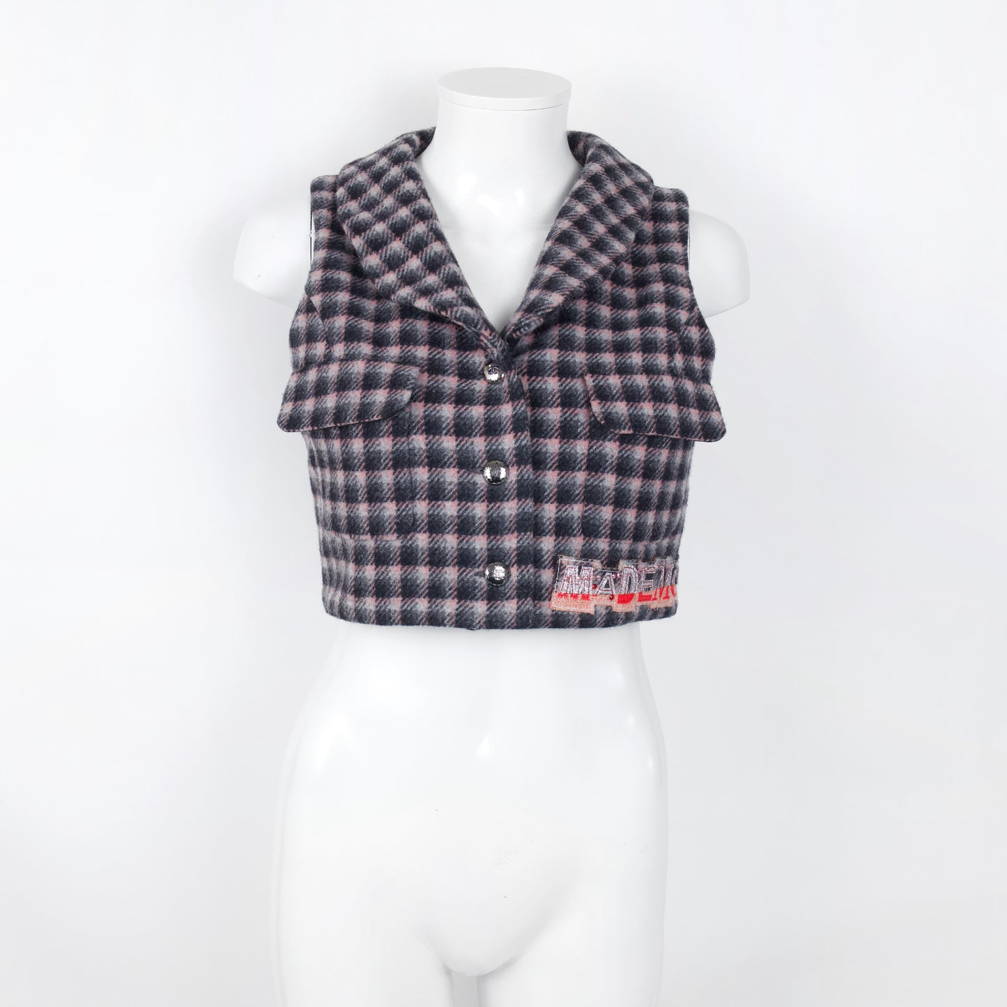 (10462_0112) CHANEL 21B Cropped Wool Tweed Sleeveless Jacket 34 Vest