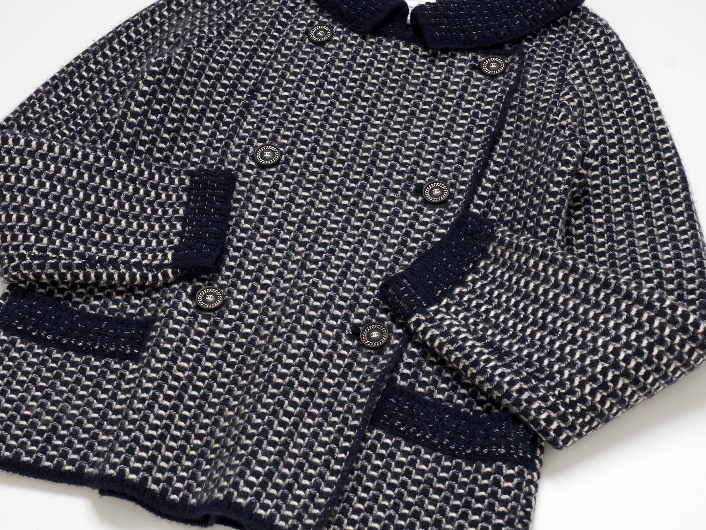 (10462_0111) CHANEL 12A Thick Cashmere Knit Jacket 38 Cardigan