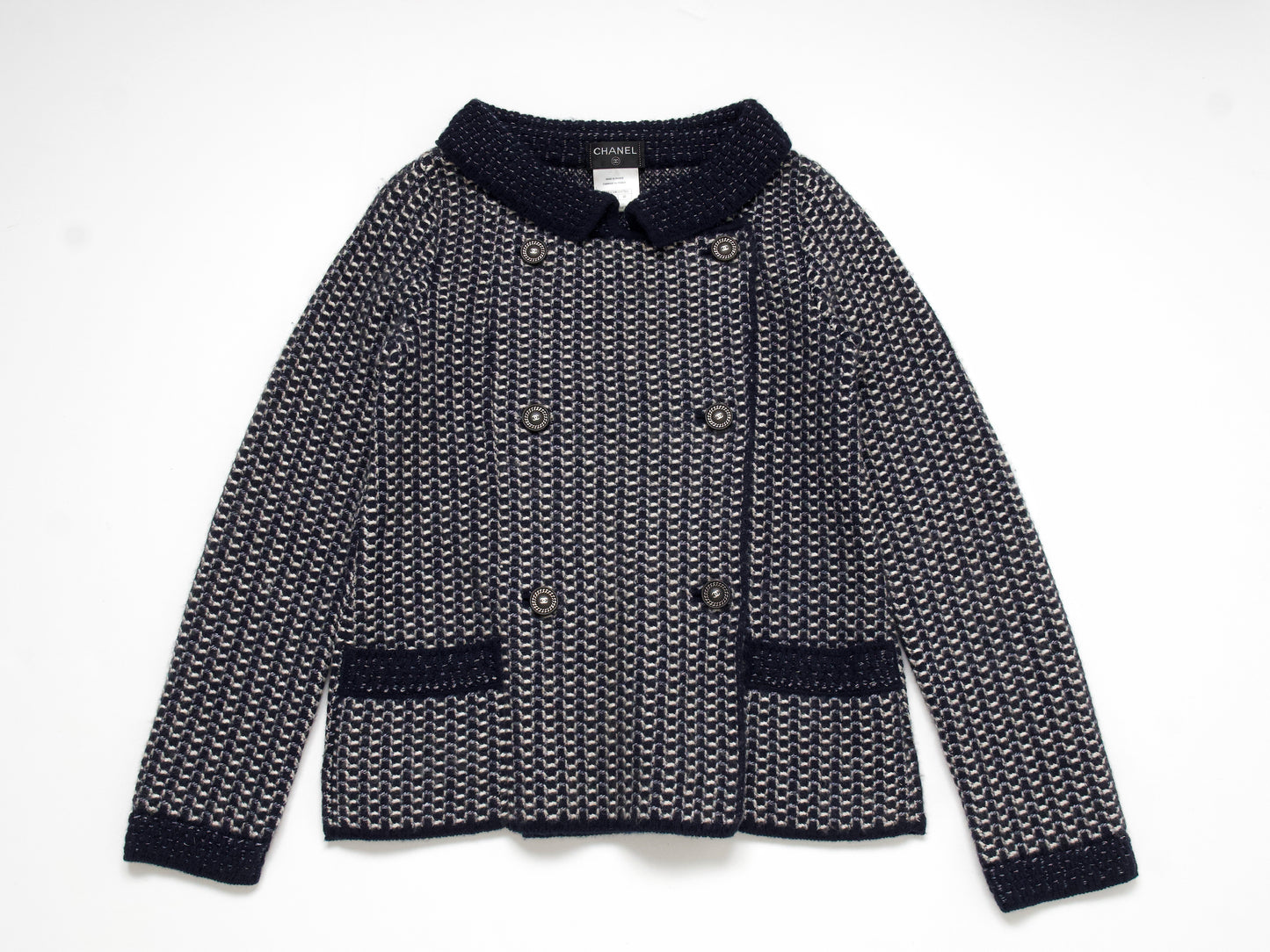 (10462_0111) CHANEL 12A Thick Cashmere Knit Jacket 38 Cardigan
