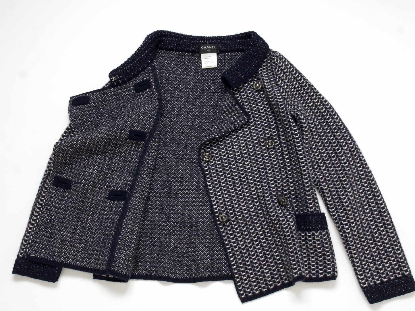 (10462_0111) CHANEL 12A Thick Cashmere Knit Jacket 38 Cardigan