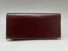 (10461_0064) Cartier Unused Cartier Mastline Genuine Leather Bi-Fold Long Wallet Bordeaux Gold Fittings Coin Purse Wallet