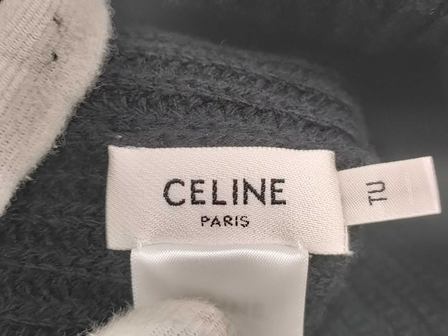 (10462_0188) CELINE Knit Hat Black/Wool/Lambskin Other Apparel