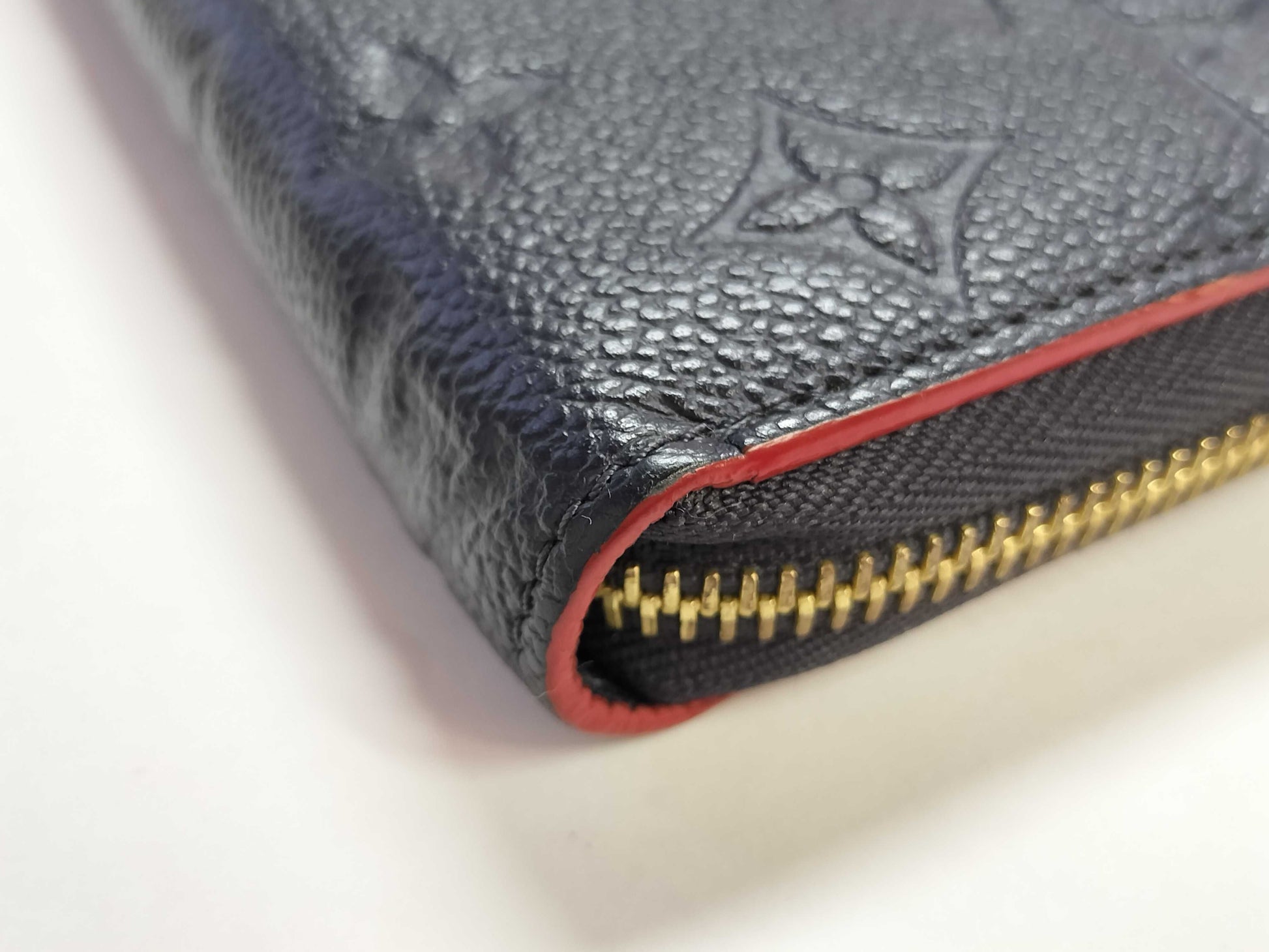 LOUIS VUITTON Monogram Empreinte Zippy Wallet in Marine Rouge M62121 RFID Verified Wallet
