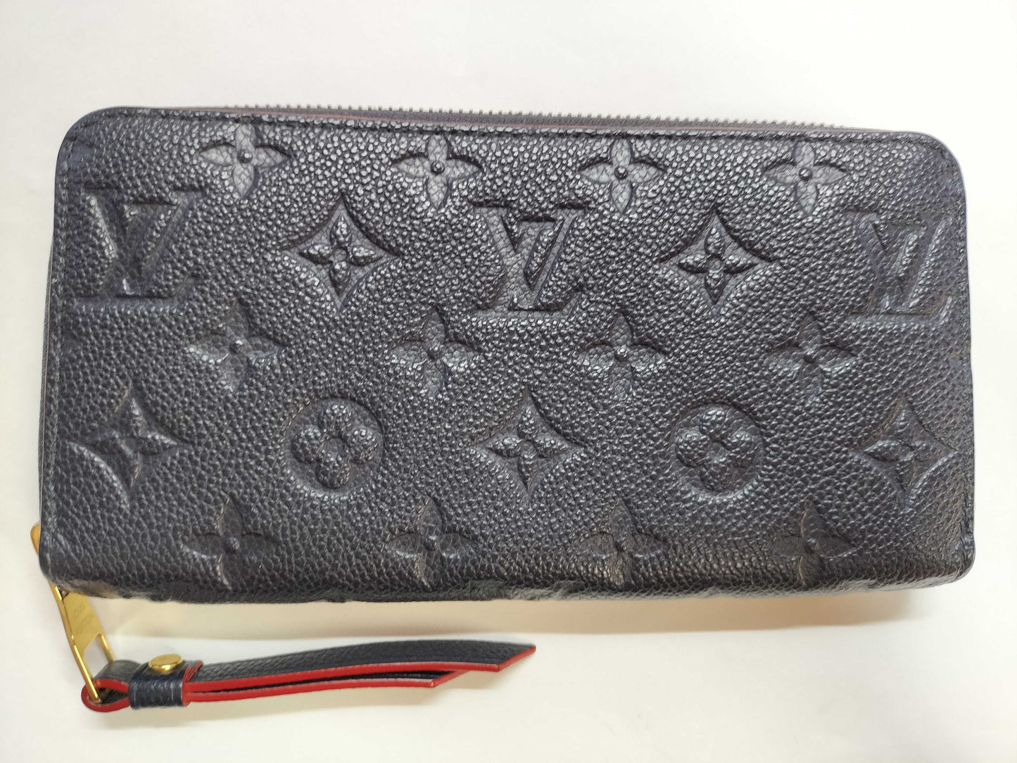 LOUIS VUITTON Monogram Empreinte Zippy Wallet in Marine Rouge M62121 RFID Verified Wallet