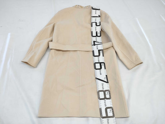 LOUIS VUITTON Studded Wool/Angora Beige Coat, Size 38