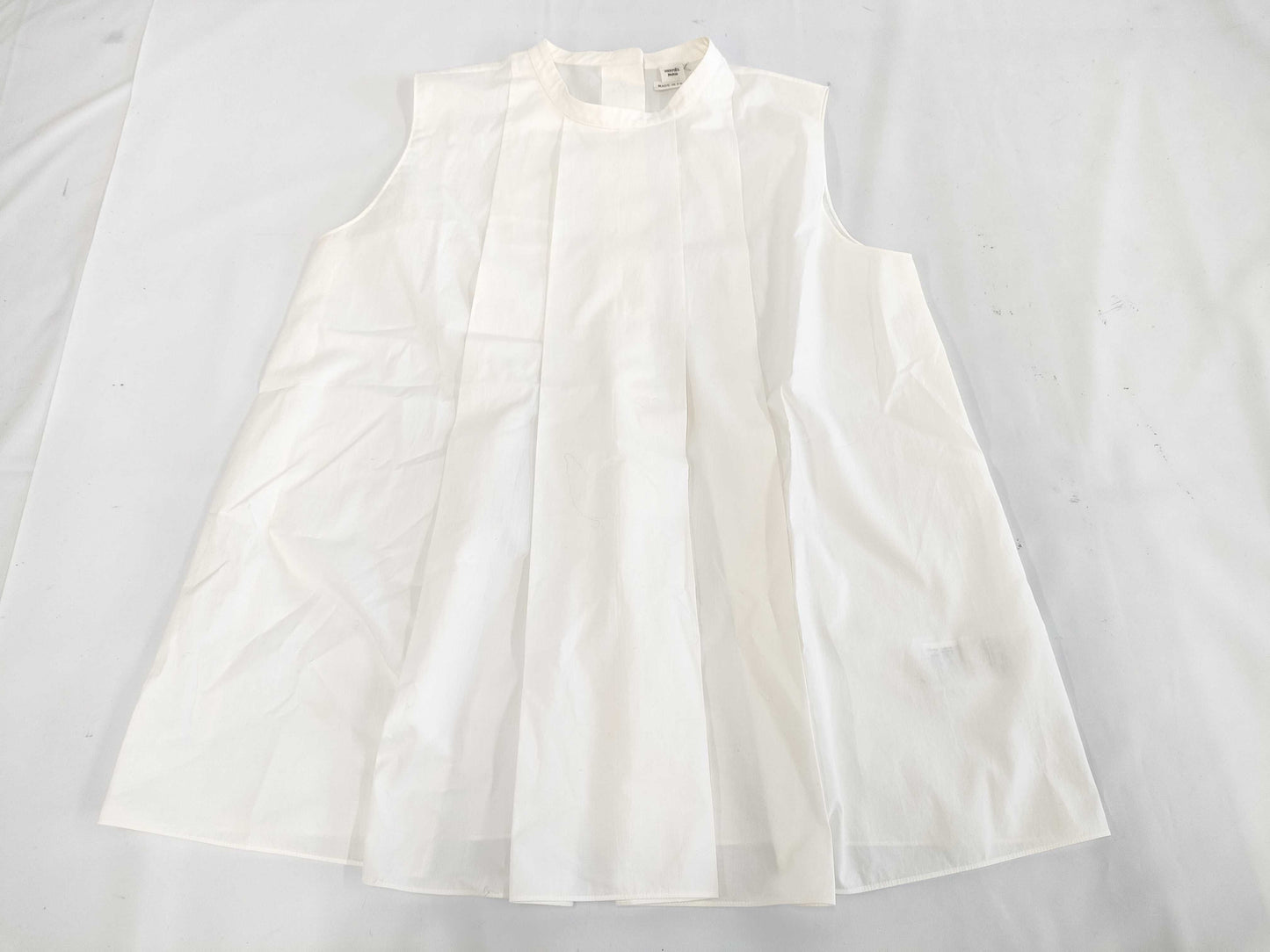 (10462_0063) HERMES Cotton Sleeveless Blouse White Size 36 Tops